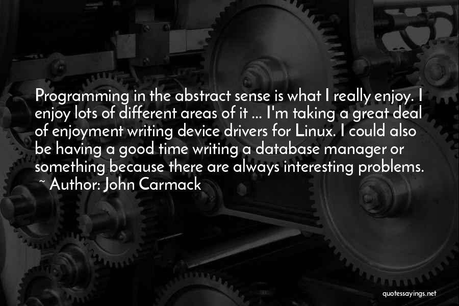 John Carmack Quotes: Programming In The Abstract Sense Is What I Really Enjoy. I Enjoy Lots Of Different Areas Of It ... I'm