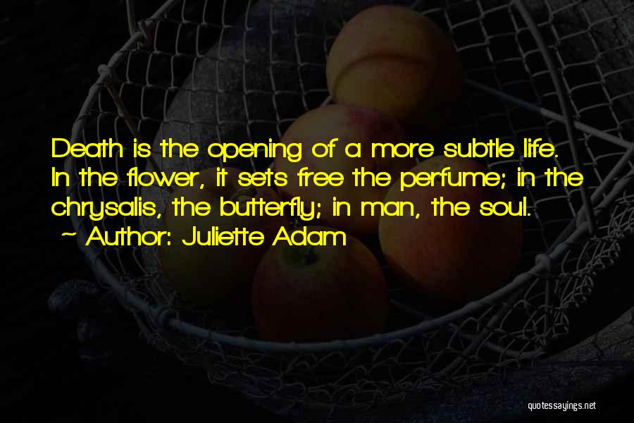 Juliette Adam Quotes: Death Is The Opening Of A More Subtle Life. In The Flower, It Sets Free The Perfume; In The Chrysalis,