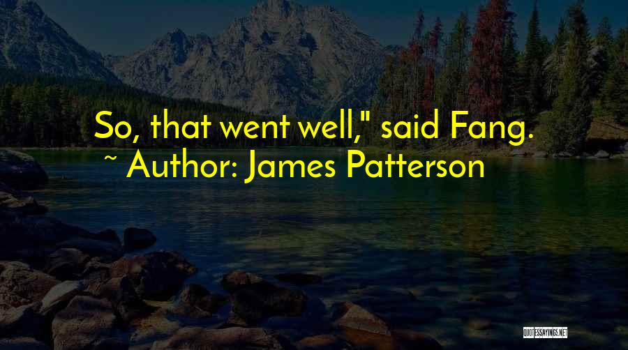 James Patterson Quotes: So, That Went Well, Said Fang.