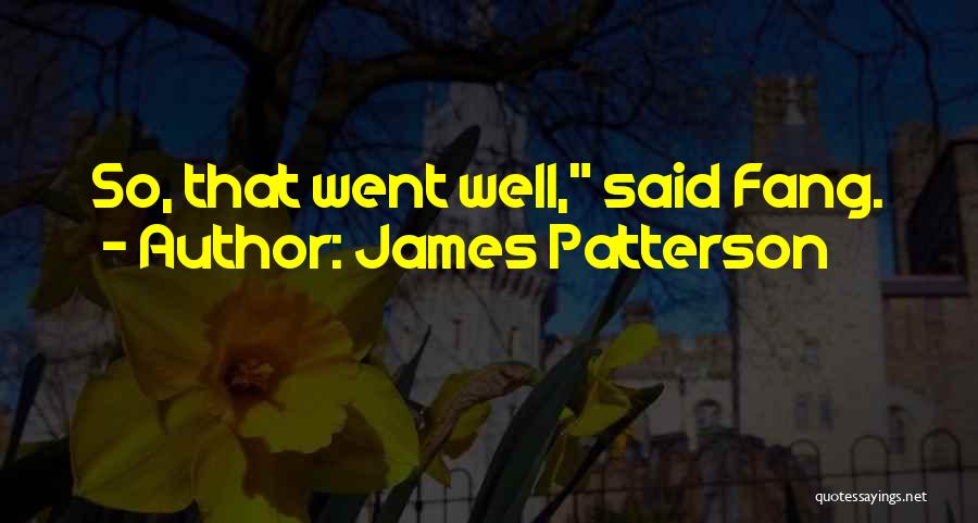James Patterson Quotes: So, That Went Well, Said Fang.