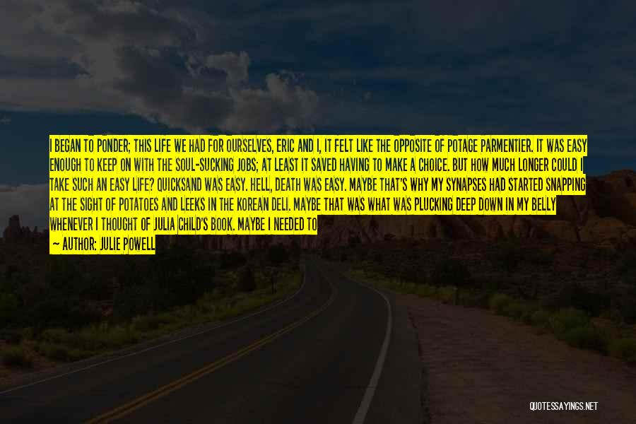 Julie Powell Quotes: I Began To Ponder; This Life We Had For Ourselves, Eric And I, It Felt Like The Opposite Of Potage