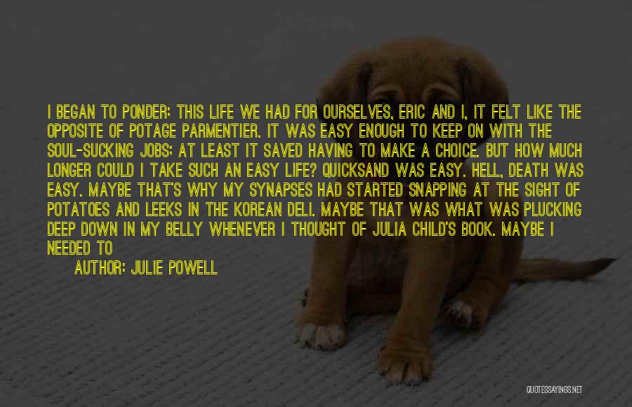 Julie Powell Quotes: I Began To Ponder; This Life We Had For Ourselves, Eric And I, It Felt Like The Opposite Of Potage