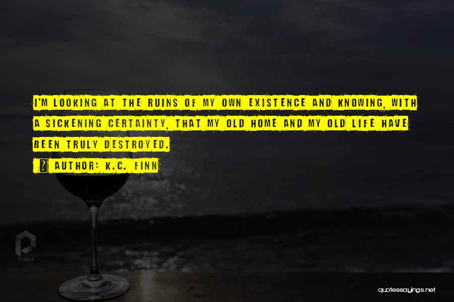 K.C. Finn Quotes: I'm Looking At The Ruins Of My Own Existence And Knowing, With A Sickening Certainty, That My Old Home And