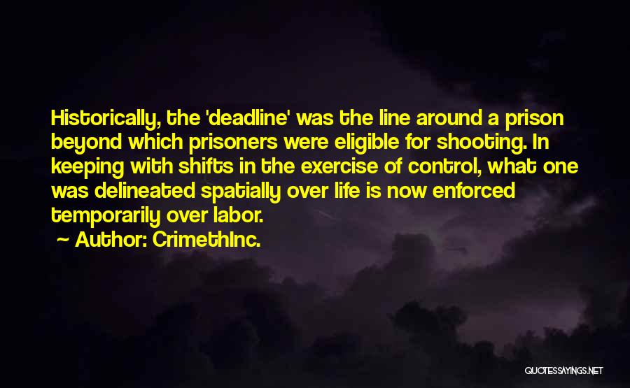 CrimethInc. Quotes: Historically, The 'deadline' Was The Line Around A Prison Beyond Which Prisoners Were Eligible For Shooting. In Keeping With Shifts