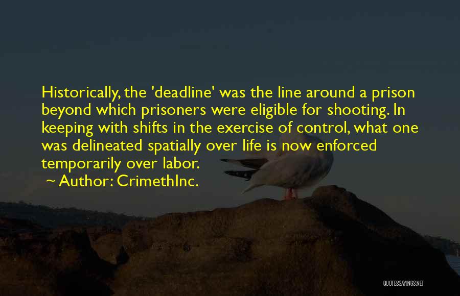 CrimethInc. Quotes: Historically, The 'deadline' Was The Line Around A Prison Beyond Which Prisoners Were Eligible For Shooting. In Keeping With Shifts