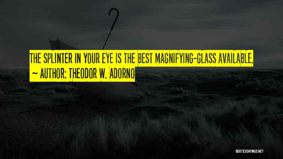 Theodor W. Adorno Quotes: The Splinter In Your Eye Is The Best Magnifying-glass Available.