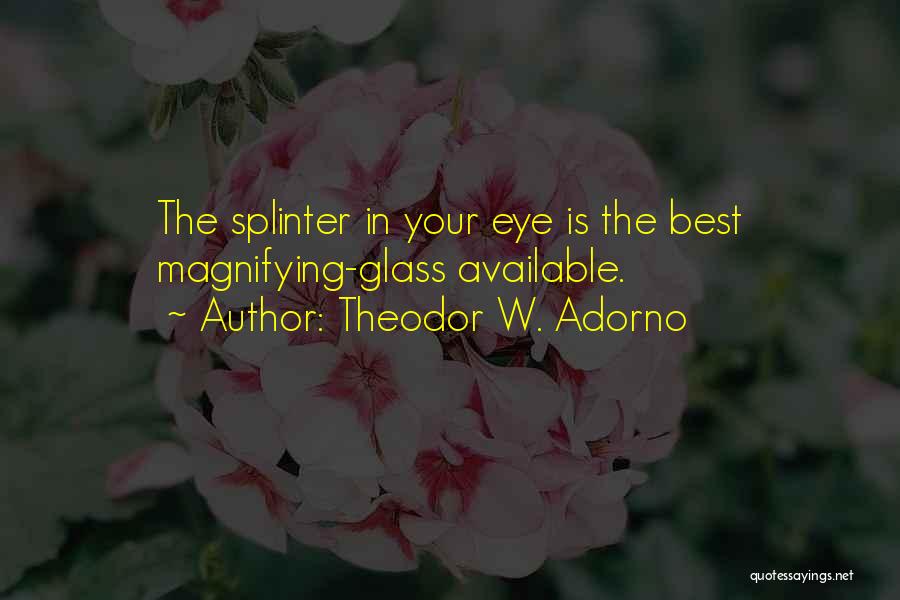 Theodor W. Adorno Quotes: The Splinter In Your Eye Is The Best Magnifying-glass Available.