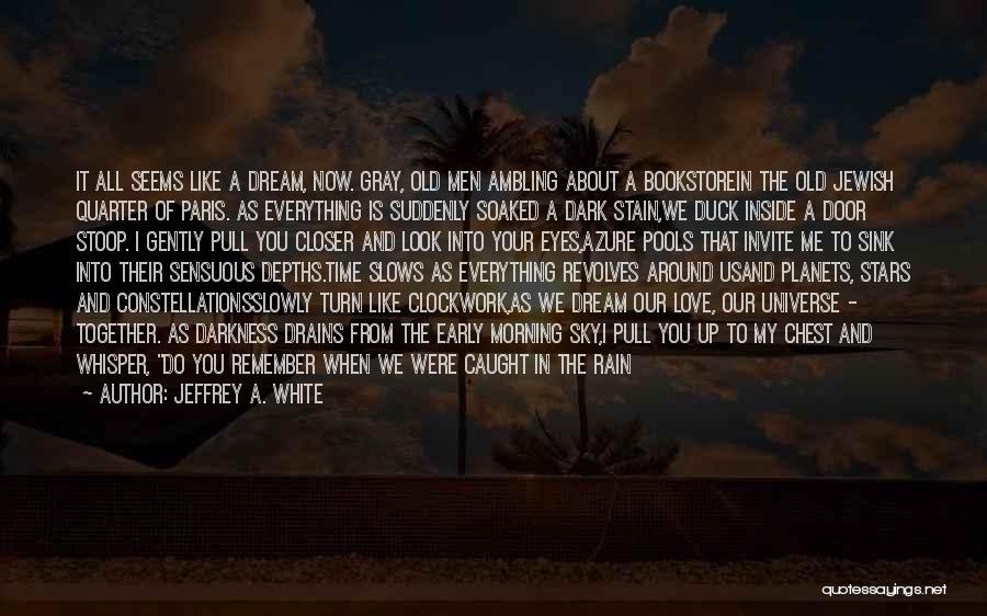 Jeffrey A. White Quotes: It All Seems Like A Dream, Now. Gray, Old Men Ambling About A Bookstorein The Old Jewish Quarter Of Paris.