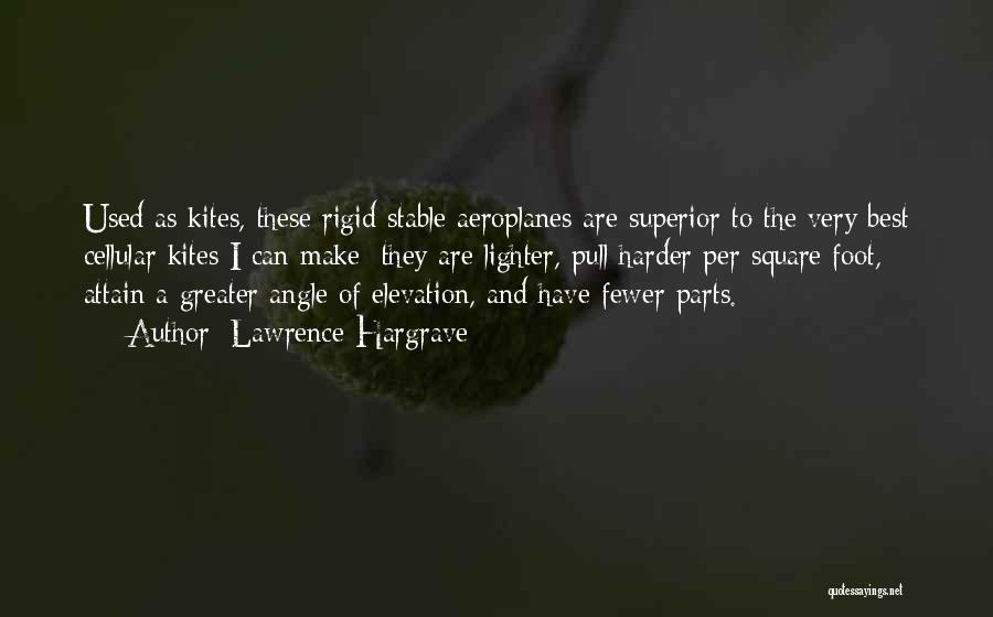 Lawrence Hargrave Quotes: Used As Kites, These Rigid Stable Aeroplanes Are Superior To The Very Best Cellular Kites I Can Make; They Are