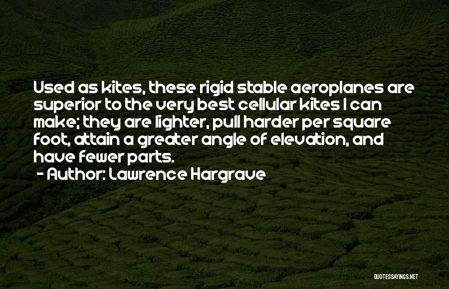 Lawrence Hargrave Quotes: Used As Kites, These Rigid Stable Aeroplanes Are Superior To The Very Best Cellular Kites I Can Make; They Are