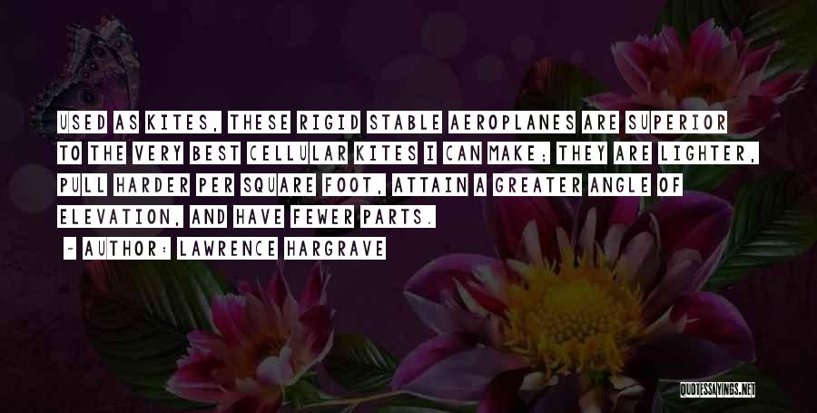 Lawrence Hargrave Quotes: Used As Kites, These Rigid Stable Aeroplanes Are Superior To The Very Best Cellular Kites I Can Make; They Are