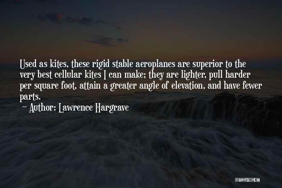 Lawrence Hargrave Quotes: Used As Kites, These Rigid Stable Aeroplanes Are Superior To The Very Best Cellular Kites I Can Make; They Are