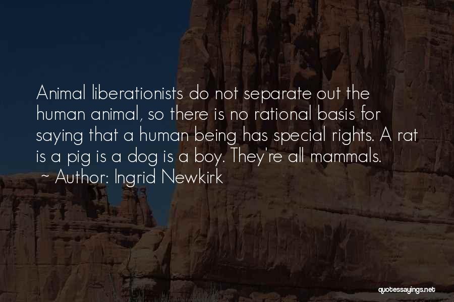 Ingrid Newkirk Quotes: Animal Liberationists Do Not Separate Out The Human Animal, So There Is No Rational Basis For Saying That A Human