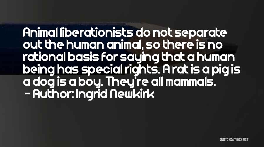 Ingrid Newkirk Quotes: Animal Liberationists Do Not Separate Out The Human Animal, So There Is No Rational Basis For Saying That A Human