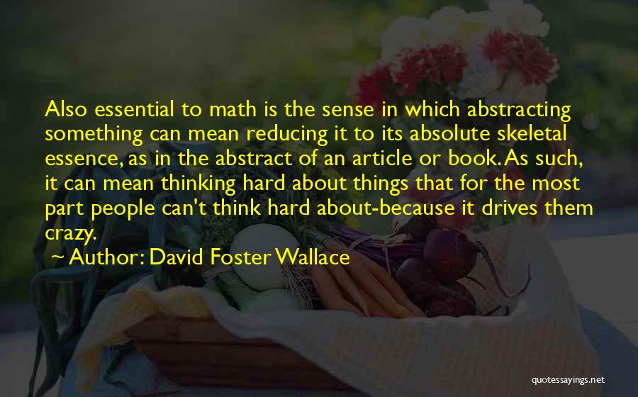 David Foster Wallace Quotes: Also Essential To Math Is The Sense In Which Abstracting Something Can Mean Reducing It To Its Absolute Skeletal Essence,