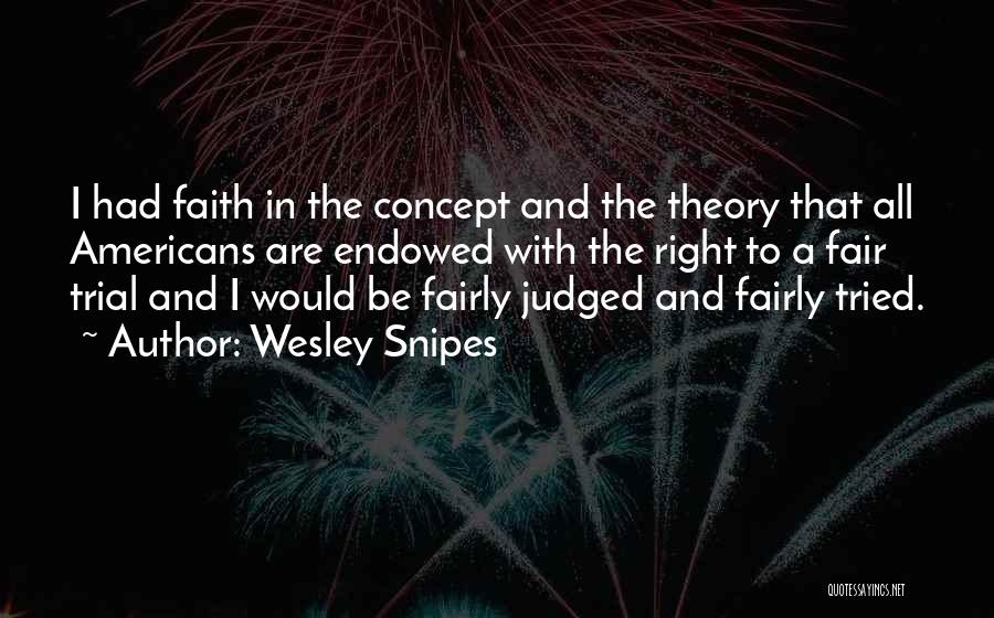 Wesley Snipes Quotes: I Had Faith In The Concept And The Theory That All Americans Are Endowed With The Right To A Fair