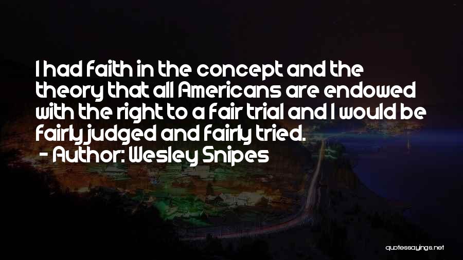 Wesley Snipes Quotes: I Had Faith In The Concept And The Theory That All Americans Are Endowed With The Right To A Fair