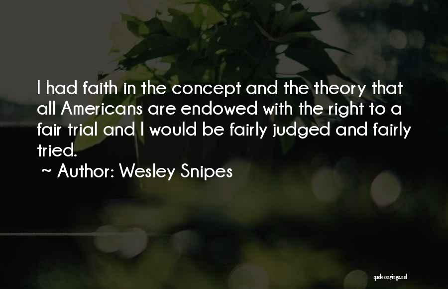 Wesley Snipes Quotes: I Had Faith In The Concept And The Theory That All Americans Are Endowed With The Right To A Fair