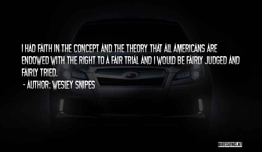 Wesley Snipes Quotes: I Had Faith In The Concept And The Theory That All Americans Are Endowed With The Right To A Fair