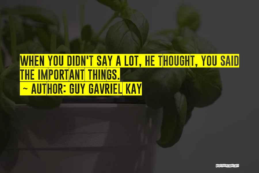 Guy Gavriel Kay Quotes: When You Didn't Say A Lot, He Thought, You Said The Important Things.