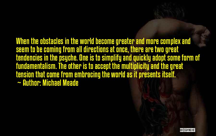 Michael Meade Quotes: When The Obstacles In The World Become Greater And More Complex And Seem To Be Coming From All Directions At