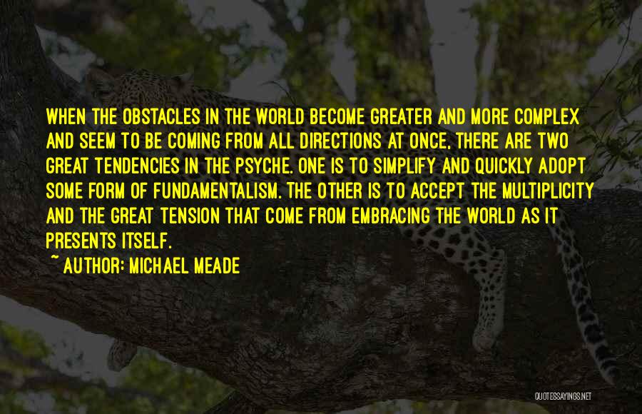 Michael Meade Quotes: When The Obstacles In The World Become Greater And More Complex And Seem To Be Coming From All Directions At