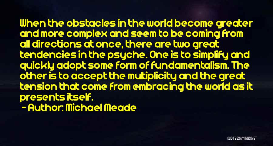 Michael Meade Quotes: When The Obstacles In The World Become Greater And More Complex And Seem To Be Coming From All Directions At