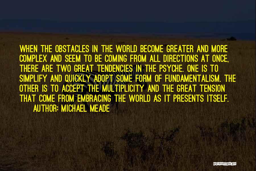 Michael Meade Quotes: When The Obstacles In The World Become Greater And More Complex And Seem To Be Coming From All Directions At