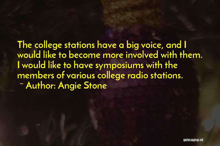 Angie Stone Quotes: The College Stations Have A Big Voice, And I Would Like To Become More Involved With Them. I Would Like