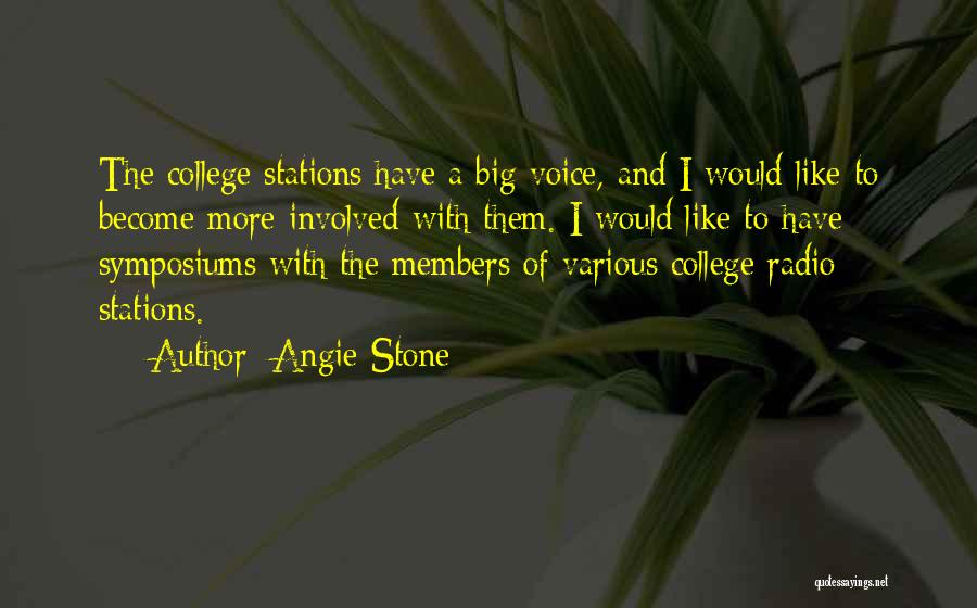 Angie Stone Quotes: The College Stations Have A Big Voice, And I Would Like To Become More Involved With Them. I Would Like