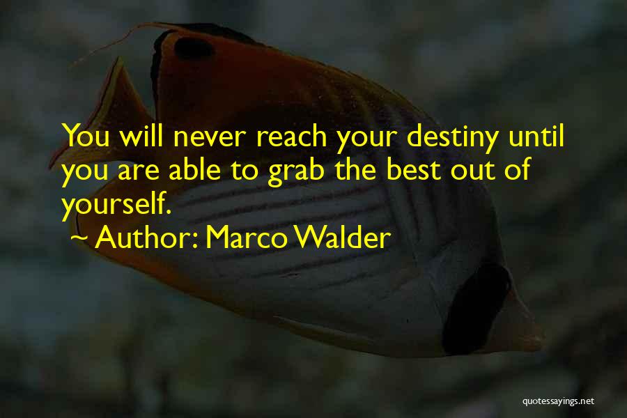 Marco Walder Quotes: You Will Never Reach Your Destiny Until You Are Able To Grab The Best Out Of Yourself.