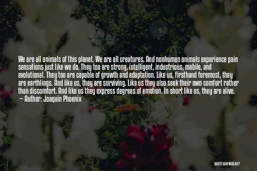 Joaquin Phoenix Quotes: We Are All Animals Of This Planet. We Are All Creatures. And Nonhuman Animals Experience Pain Sensations Just Like We