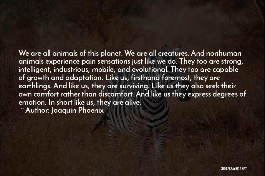 Joaquin Phoenix Quotes: We Are All Animals Of This Planet. We Are All Creatures. And Nonhuman Animals Experience Pain Sensations Just Like We