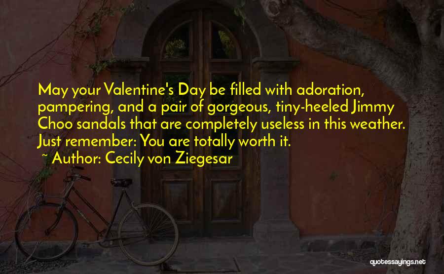 Cecily Von Ziegesar Quotes: May Your Valentine's Day Be Filled With Adoration, Pampering, And A Pair Of Gorgeous, Tiny-heeled Jimmy Choo Sandals That Are