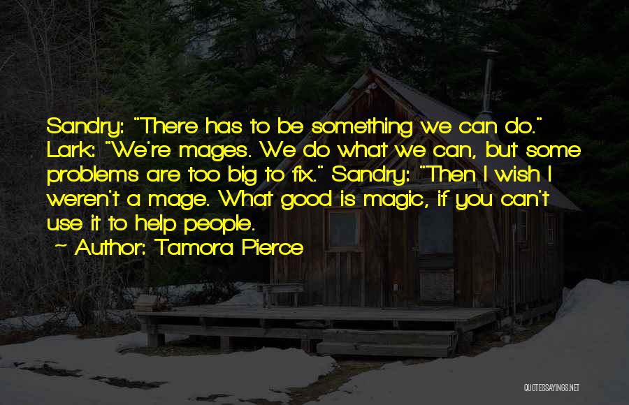 Tamora Pierce Quotes: Sandry: There Has To Be Something We Can Do. Lark: We're Mages. We Do What We Can, But Some Problems