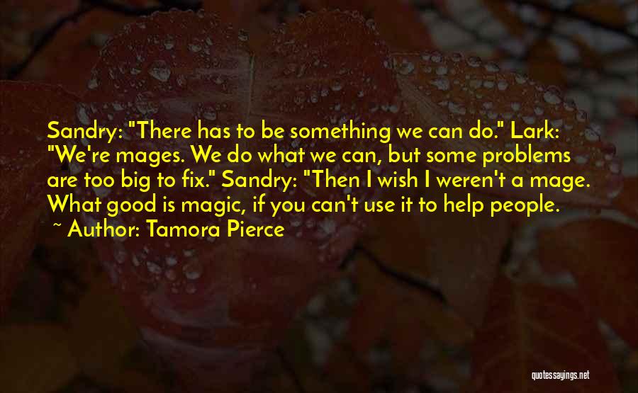 Tamora Pierce Quotes: Sandry: There Has To Be Something We Can Do. Lark: We're Mages. We Do What We Can, But Some Problems