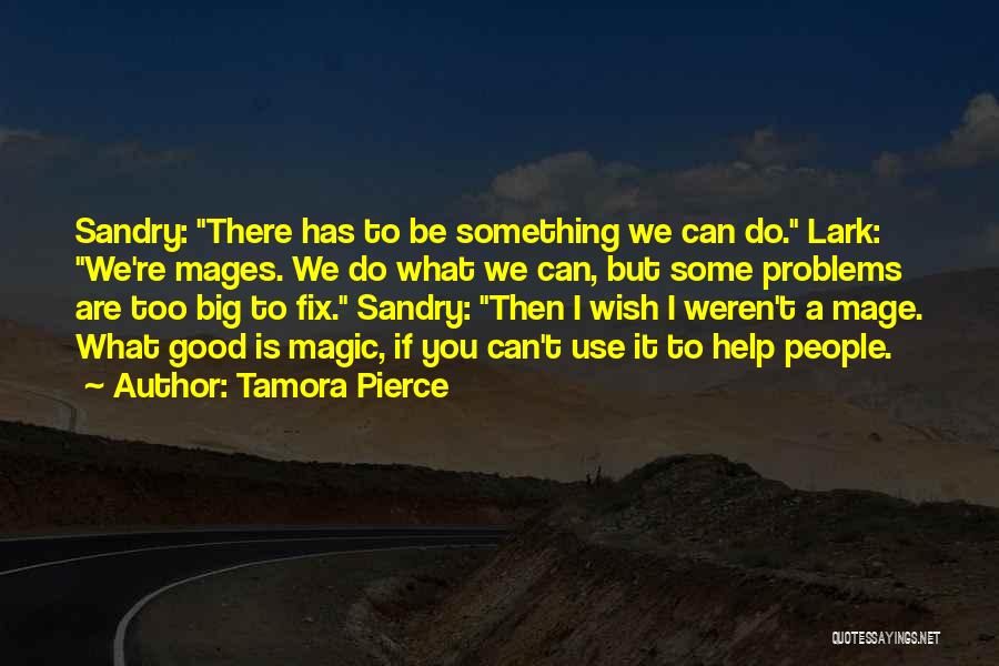 Tamora Pierce Quotes: Sandry: There Has To Be Something We Can Do. Lark: We're Mages. We Do What We Can, But Some Problems