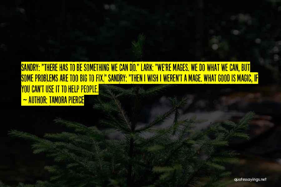 Tamora Pierce Quotes: Sandry: There Has To Be Something We Can Do. Lark: We're Mages. We Do What We Can, But Some Problems