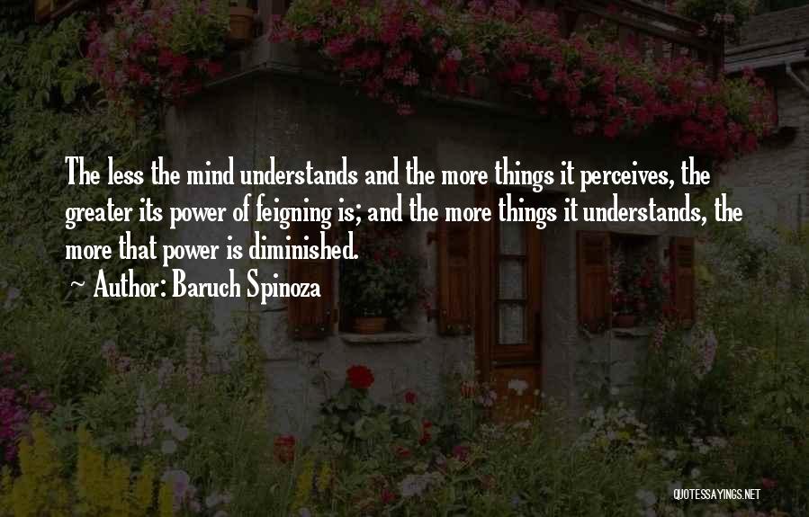 Baruch Spinoza Quotes: The Less The Mind Understands And The More Things It Perceives, The Greater Its Power Of Feigning Is; And The