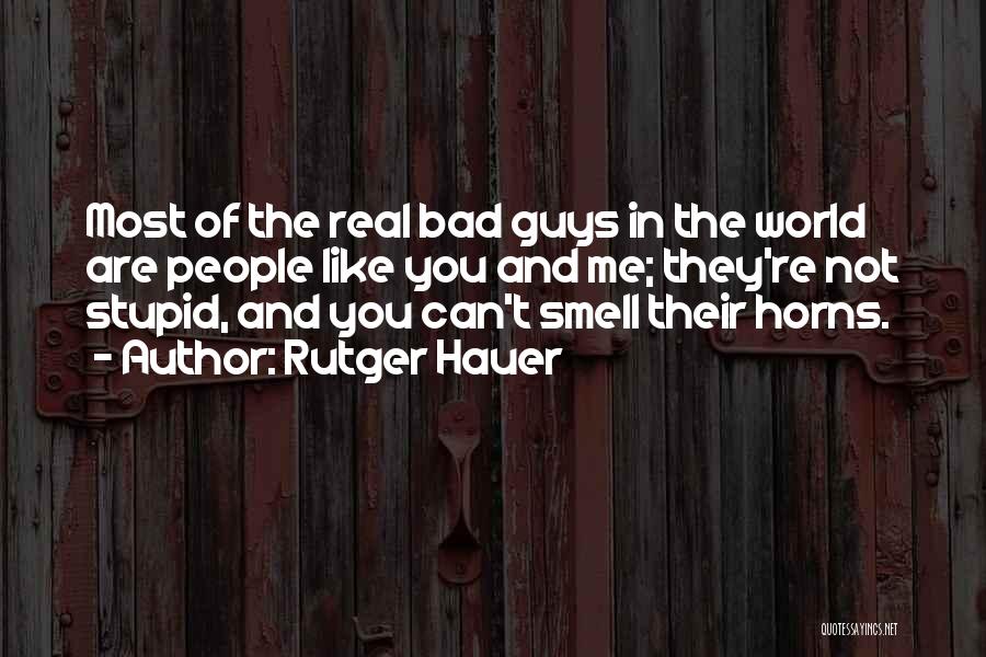Rutger Hauer Quotes: Most Of The Real Bad Guys In The World Are People Like You And Me; They're Not Stupid, And You