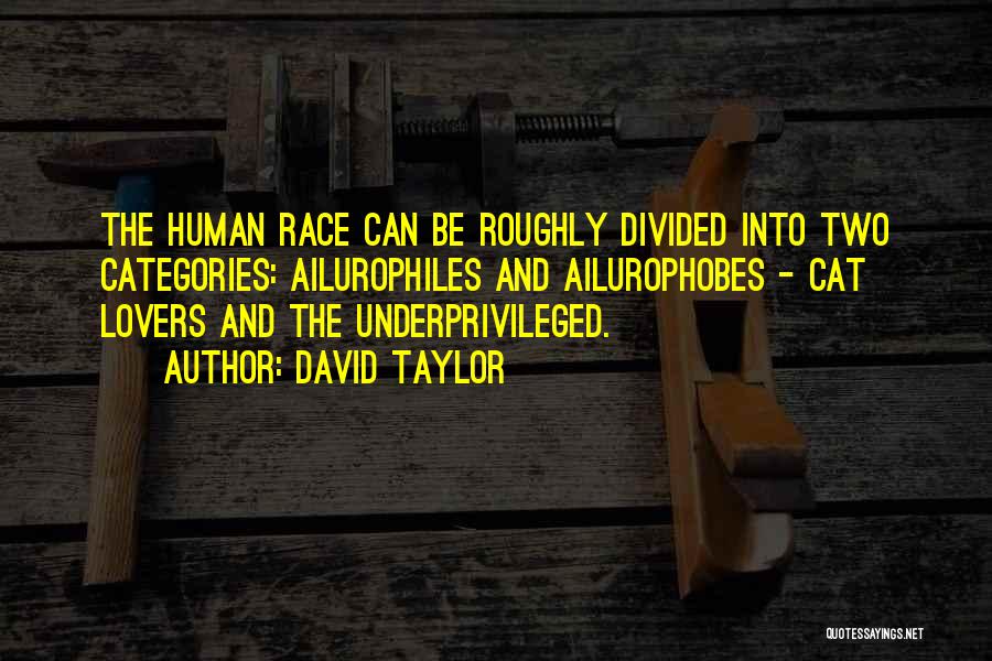 David Taylor Quotes: The Human Race Can Be Roughly Divided Into Two Categories: Ailurophiles And Ailurophobes - Cat Lovers And The Underprivileged.