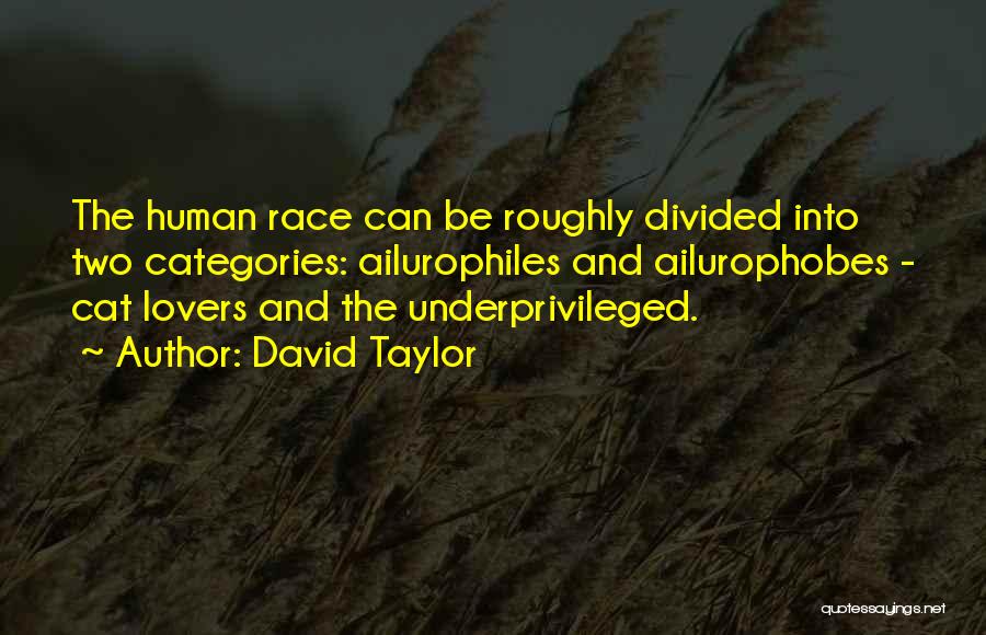 David Taylor Quotes: The Human Race Can Be Roughly Divided Into Two Categories: Ailurophiles And Ailurophobes - Cat Lovers And The Underprivileged.