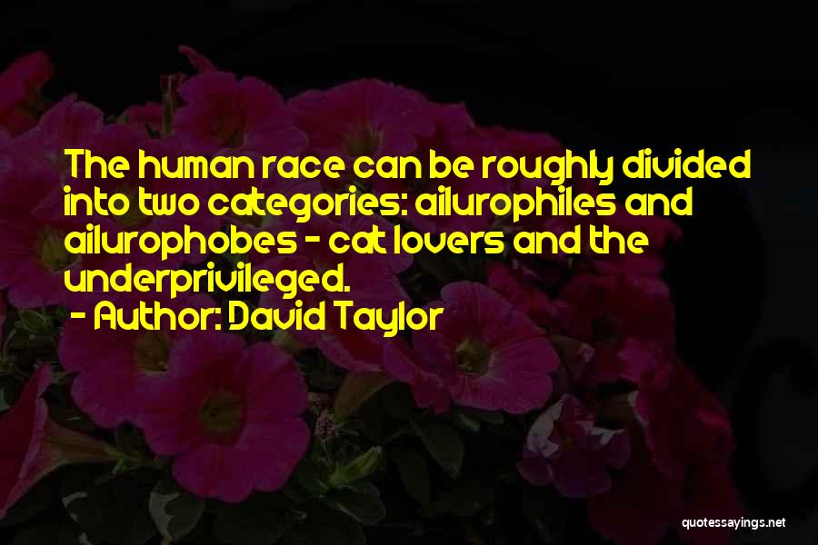 David Taylor Quotes: The Human Race Can Be Roughly Divided Into Two Categories: Ailurophiles And Ailurophobes - Cat Lovers And The Underprivileged.