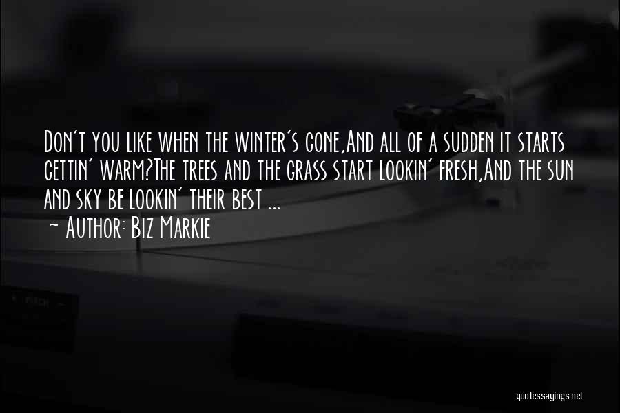 Biz Markie Quotes: Don't You Like When The Winter's Gone,and All Of A Sudden It Starts Gettin' Warm?the Trees And The Grass Start