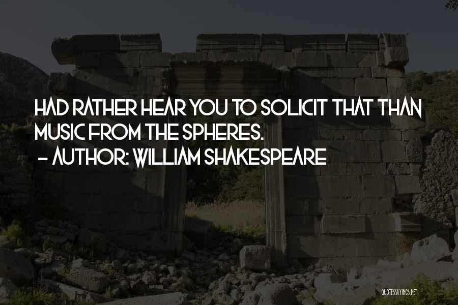 William Shakespeare Quotes: Had Rather Hear You To Solicit That Than Music From The Spheres.