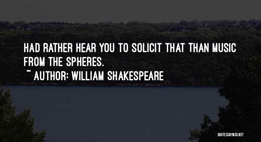 William Shakespeare Quotes: Had Rather Hear You To Solicit That Than Music From The Spheres.