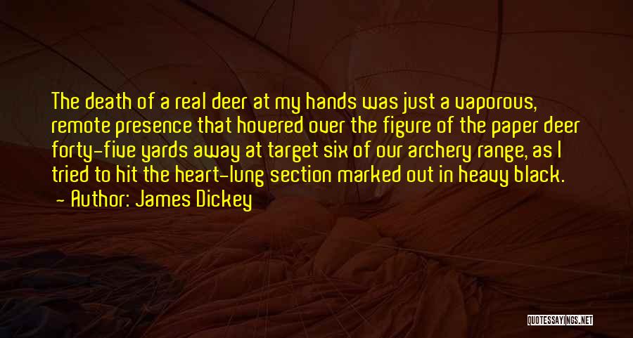 James Dickey Quotes: The Death Of A Real Deer At My Hands Was Just A Vaporous, Remote Presence That Hovered Over The Figure