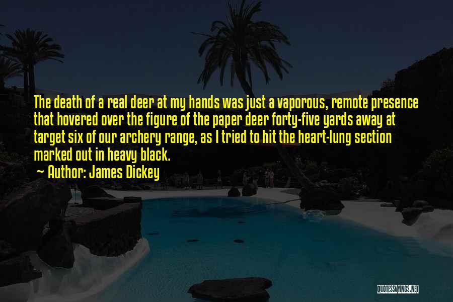 James Dickey Quotes: The Death Of A Real Deer At My Hands Was Just A Vaporous, Remote Presence That Hovered Over The Figure