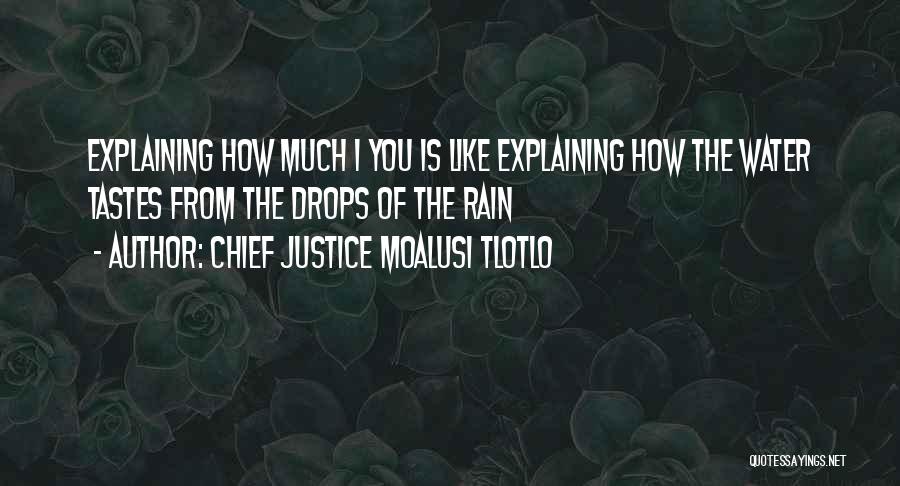 Chief Justice Moalusi Tlotlo Quotes: Explaining How Much I You Is Like Explaining How The Water Tastes From The Drops Of The Rain