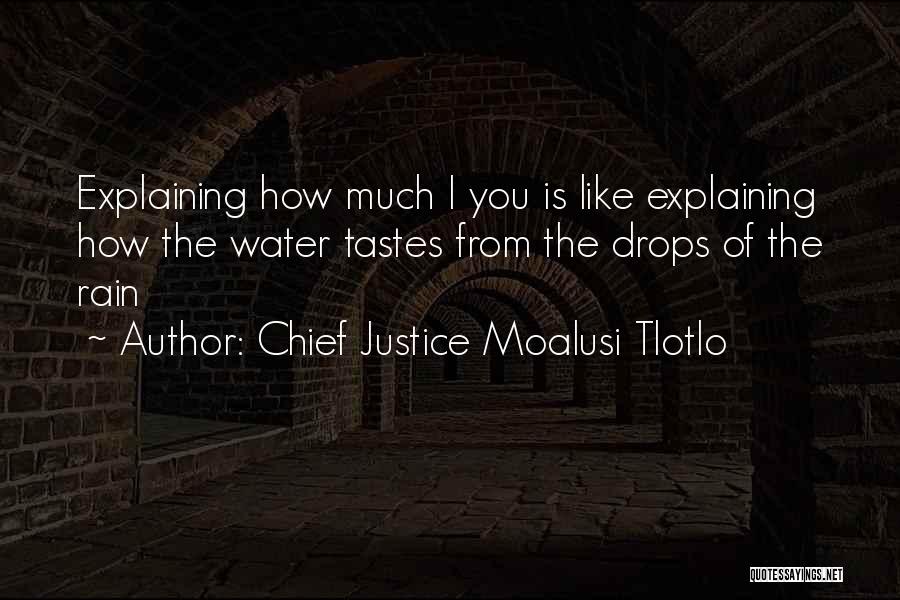 Chief Justice Moalusi Tlotlo Quotes: Explaining How Much I You Is Like Explaining How The Water Tastes From The Drops Of The Rain